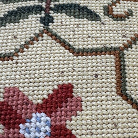 Vintage Needlepoint Handmade Flower Decorative Pillow Floral Velvety Yellow - Picture 6 of 8